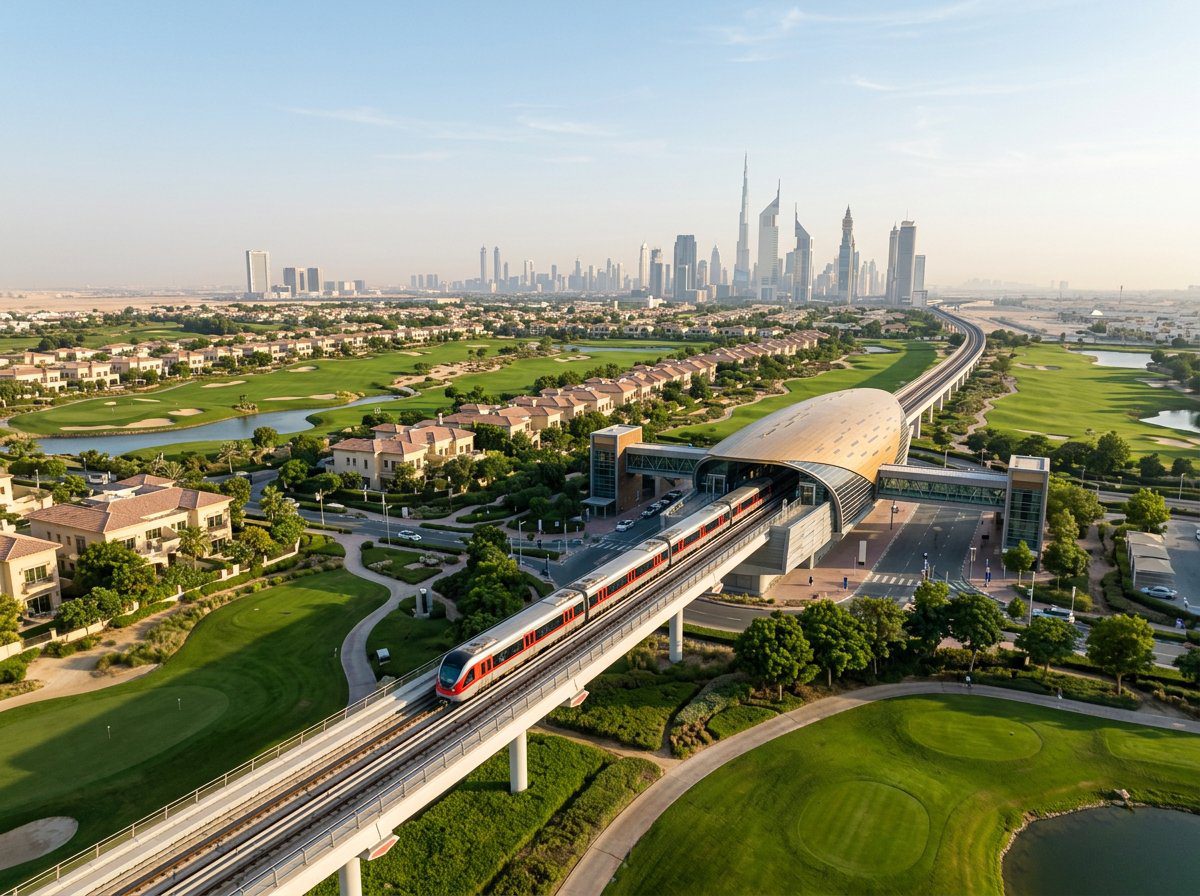Dubai Al Yalayis Station inside Jumeirah Golf Estates — Dubai's only Etihad Rail stop